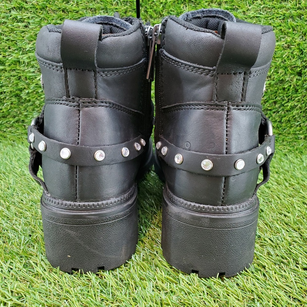 Harley-Davidson Tegan Glam SIZE 9 Women's Leather Motorcycle Boots Black Studded - Picture 6 of 9